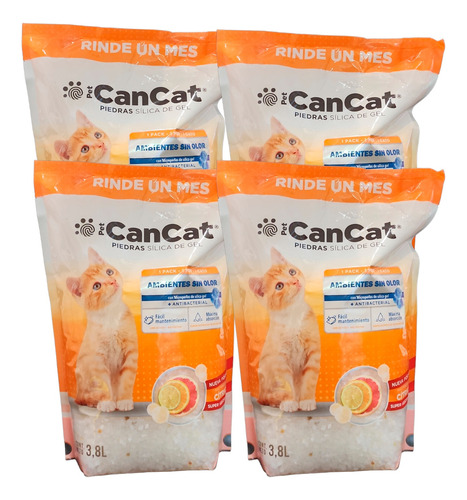 Piedritas Sanitarias Gato Silica Cancat Citrico 15,2 L