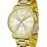 Relógio Lince Feminino Dourado Gatinho -  Lmgj086l C1kx