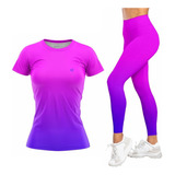 Kit Camiseta Feminina Academia Legging Cos Alto Fitness