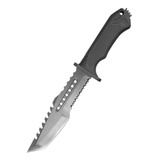 Cuchillo Tactico Acero Inoxidable Funda Pedernal Sierra