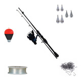 Set De Rio Lago Caña Y Carrete + Accesorios  + Caja Pesca