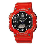 Reloj Casio Aq-s810wc-4av Cuarzo Hombre Color De La Correa Rojo Color Del Bisel Rojo Color Del Fondo Negro