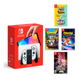 Nintendo Switch Oled + 4 Juegos + Case + Vidrio + 4 Joicons