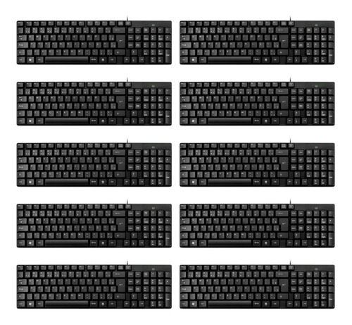 Kit 10 Teclado Preto Multilaser Tc193 Qwerty Portuguêsbrasil