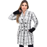 Sobretudo Casaco De Frio Feminino Botões Grosso Fashion Chiq