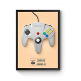 Poster Moldurado Game Retrô Controle Nintendo 64 Quadro