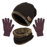 Conjunto De Guantes Unisex De Invierno Cálido Gorro Bufanda