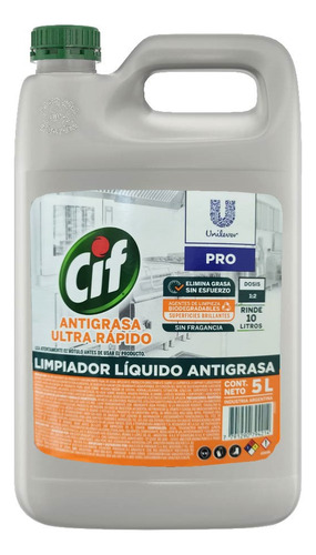 Limpiador Liquido Cif Antigrasa Ultra Rapido Bidon 5lts