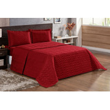 Colcha Cobre Leito Super King Matelado Ultrassônico Cor Vermelho