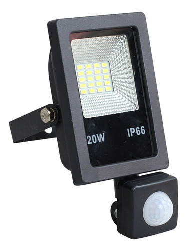 Refletor Led 20w Com Sensor De Presença Holofote Fotocélula Carcaça Preto Luz Branco-frio 110v/220v