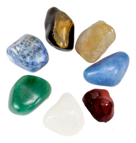 Kit 7 Chakras Pedra Rolada Natural Equilíbrio Energia Reiki