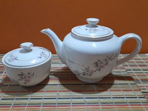 Tetera Y Azucarera Antiguas Porcelana Boulogne Art 2086