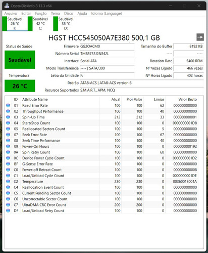 Hd Disco Rigido Hgst 500gb 6.0 7200rpm Notebook  A11-32