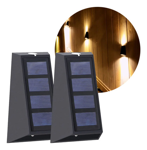 Aplique Exterior Bidireccional Panel Solar Luz Calida X2