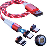 Cable Magnetico 3 En 1 Led  Micro Usb  Tipo C Lightning Al53
