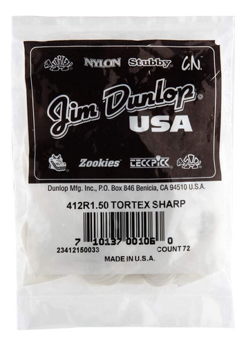 Jim Dunlop 412r1.50 Tortex Sharp - Púa De Guitarra De 0.059