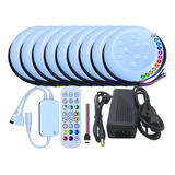 Kit 09 Led Piscina 9w Rgb 8cm Rosca 1/2 + Contr Wifi + Fonte