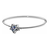 Brazalete Plata Estrella Con Broche Azul 17cm Pandora