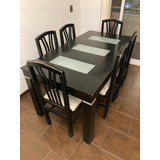 Mesa De Madera Con Vidrio + 6 Sillas