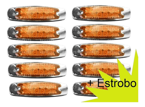 Plafon Lateral Camion T Peterbilt Estrobo 12 Led Ambar 10 Pz