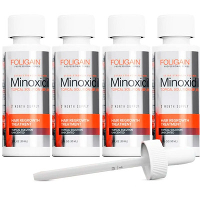 Foligain Tratamiento tópico contra la caída del cabello con Minoxidil al 5 % de fácil aplicación, Clínicamente probado, Reactiva los folículos pilosos para estimular el recrecimiento, Total 240ml | Envío gratis