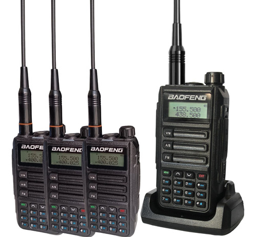 Kit 4 Rádio Baofeng Uv-16 Plus 10w Dual Band Walkie Talkie