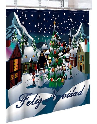 Cortina De Baño Ducha Impermeable Diseño Navidad