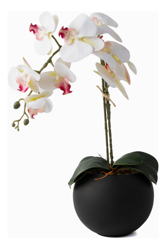 Orquídea Artificial Silicone 3d Super Realista Com Vaso