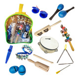 Bandinha Rítmica Infantil Com Kit 10 Instrumentos + Mochila