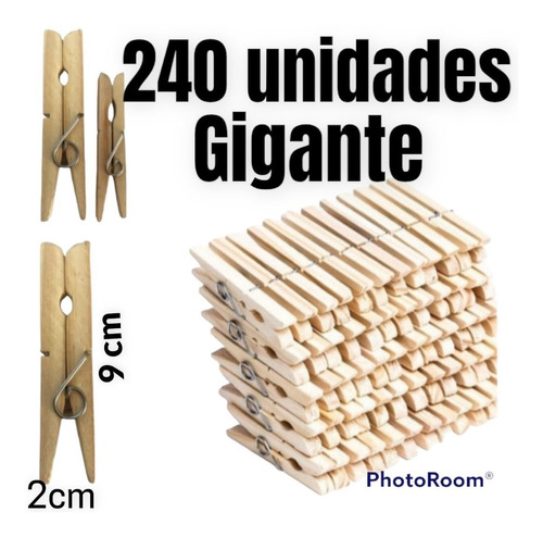 Kit 240 Pregadores De Varal Grande Gigante Prendedor Roupa