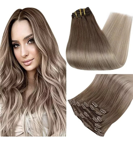  Cabello Natural Extensión  100% Humano Lace Clip 41cm