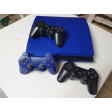 Playstation 3 Azul + 3 Joystick + Cable Cargador + Hen