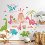 Dinosaurios De Vinilo Para Pared Nenas Bebes Rosas Deco