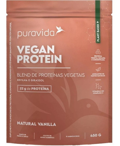 Vegan Protein Proteína Vegana Vanilla 450g Puravida