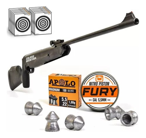 Rifle Fox Nitro Piston Fury Cal 5,5mm + Balines + Blancos