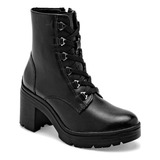 Bota Plataforma Flexi 119607 Piel Negro Botin Tacon Cuadrado