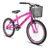 Bicicleta Aro 20 Menina Infantil Rosa Neon Cestão E Aro Aero