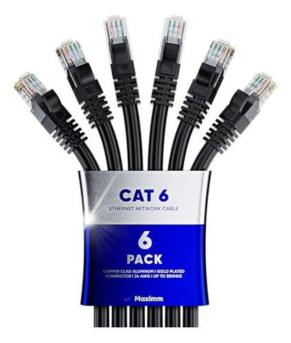 Cable De Ethernet Maximm Cat 6, 40 Pies, (paquete De 6)