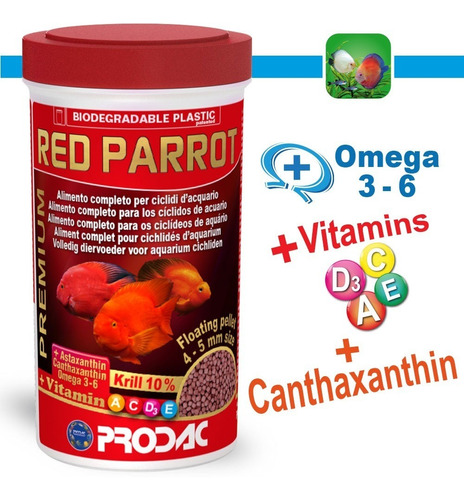 Alimento Ciclidos Color Red Parrot 250ml/110gr Italiana