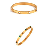 Pulsera Esclava Corazones Acero Quirúrgico Laminado Oro 18k