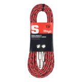 Cable Stagg De Tela Plug-plug 6mts Color Rojo Sgc6vt