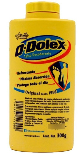 Talco Desodorante O-dolex Original Maxima Absorcion De 300g