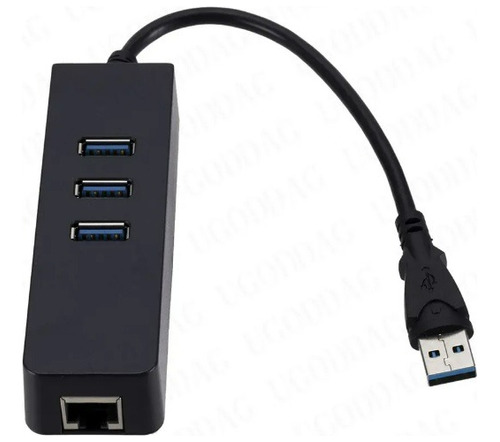 Adaptador Hub Usb 3.0 Com 3 Portas + Gigabit Ethernet Rj-45