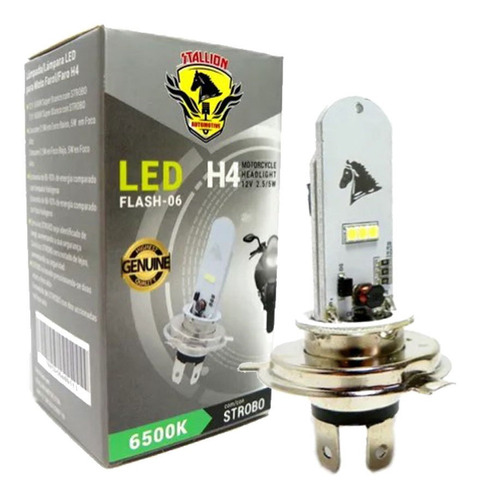 Lampada Farol Super Led H4 Moto 6500k Efeito Xenon Strobo