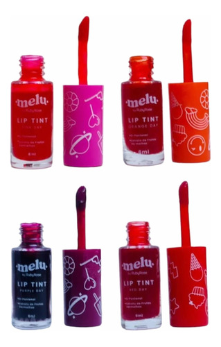 Kit Com 4 Lip Tint Labial Melu By Ruby Rose