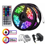 Kit De Tira De Led 20 Metros Rgb Luces De Cuerda Con Mando A