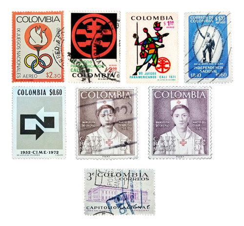 Estampillas Colombia Circuladas 1959/60/61/70/71/72 + Regalo