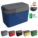 Caixa Térmica Cooler 15l Com Alça 22 Latas Viagem Cor Azul