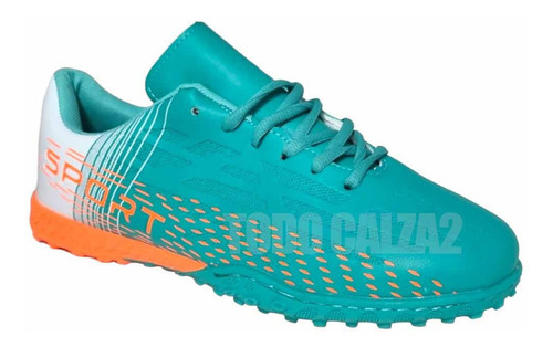 Zapatillas Deportivas Juvenil Futbolito Verde-naranja