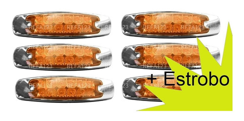 Plafon Tipo Peterbilt 12 Led Con Estrobo Mica Ambar 6 Pza